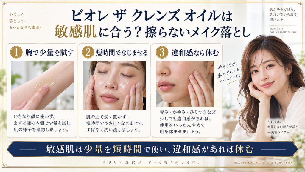 ビオレ ザ クレンズ オイルの敏感肌向け使い方を検証したアイキャッチ