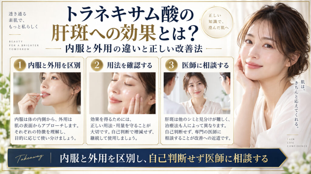 トラネキサム酸の内服と外用の違いをまとめたアイキャッチ