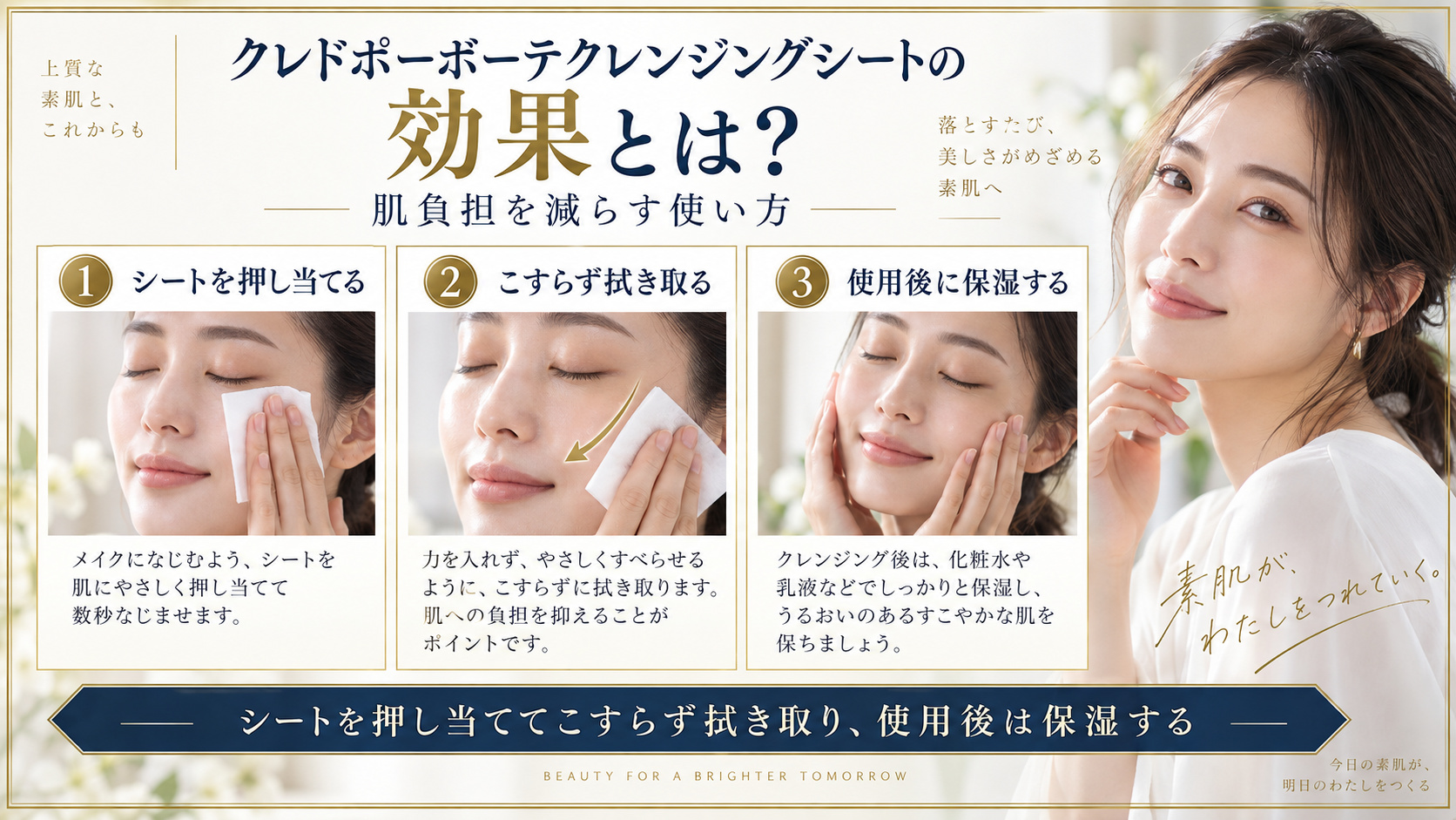 クレンジングシートで肌負担を減らす使い方をまとめたアイキャッチ