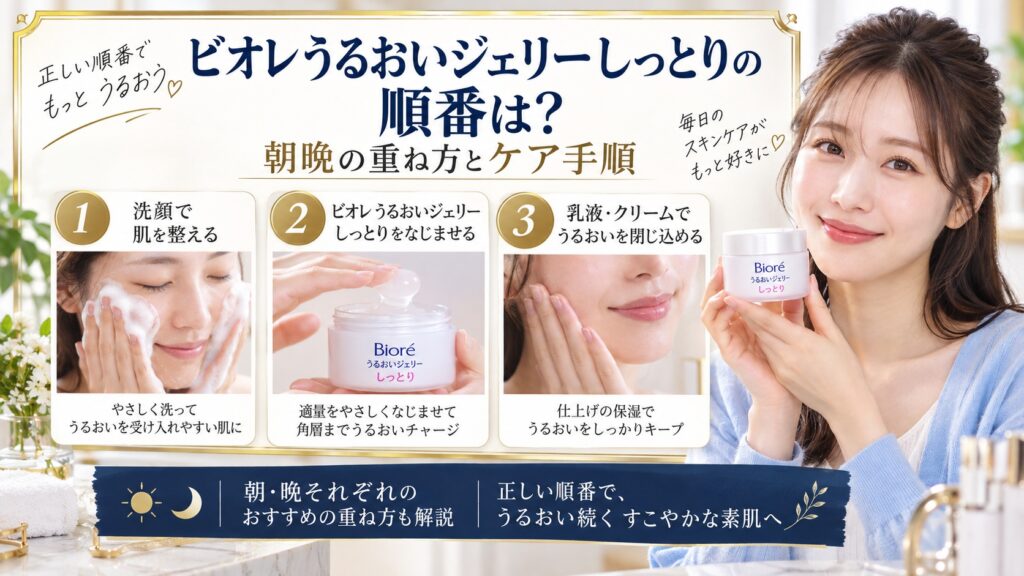 ビオレうるおいジェリーしっとりの順番は？朝晩の重ね方とケア手順