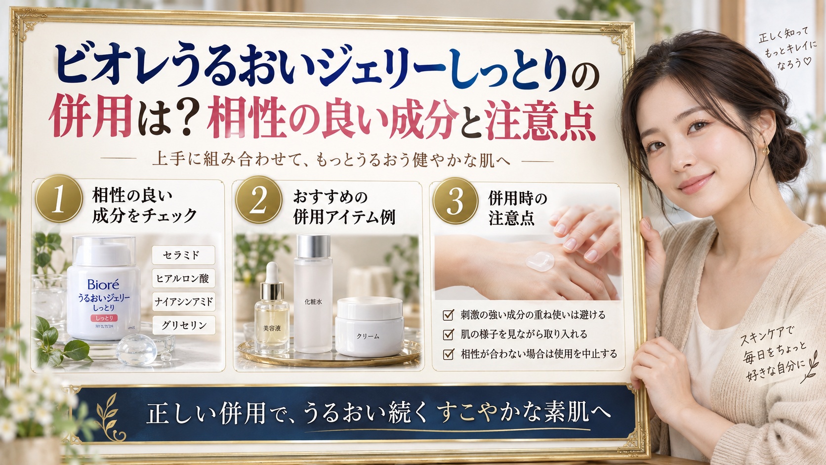 ビオレうるおいジェリーしっとりの併用は?相性の良い成分と注意点
