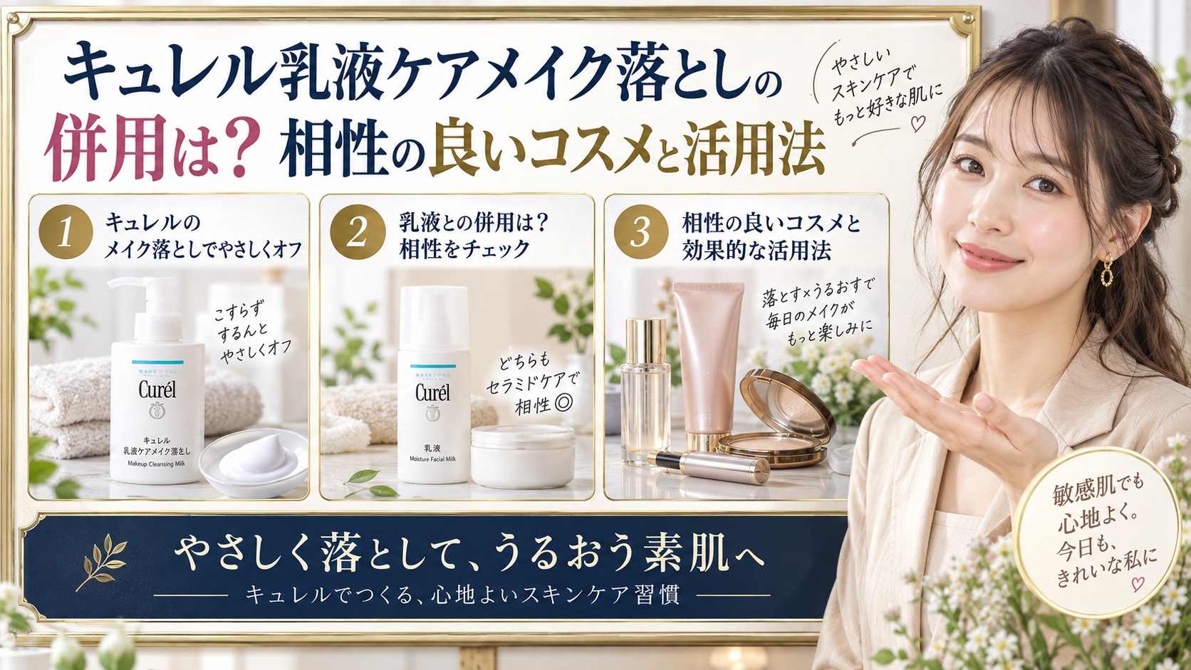 キュレル乳液ケアメイク落としの併用は?相性の良いコスメと活用法