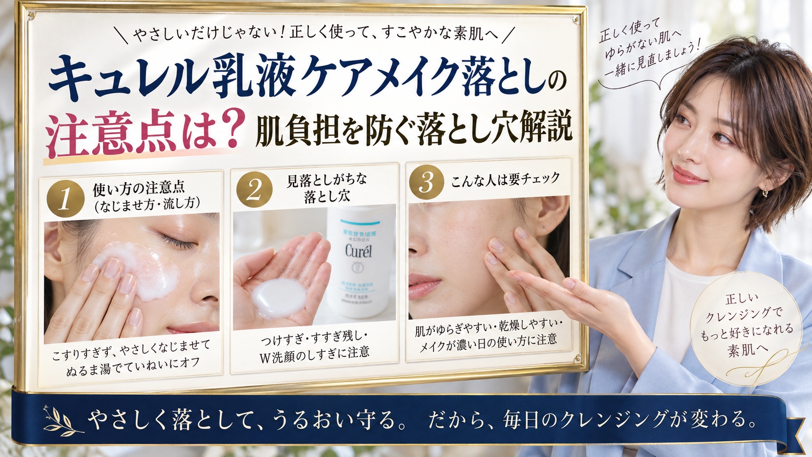 キュレル乳液ケアメイク落としの注意点は?肌負担を防ぐ落とし穴解説