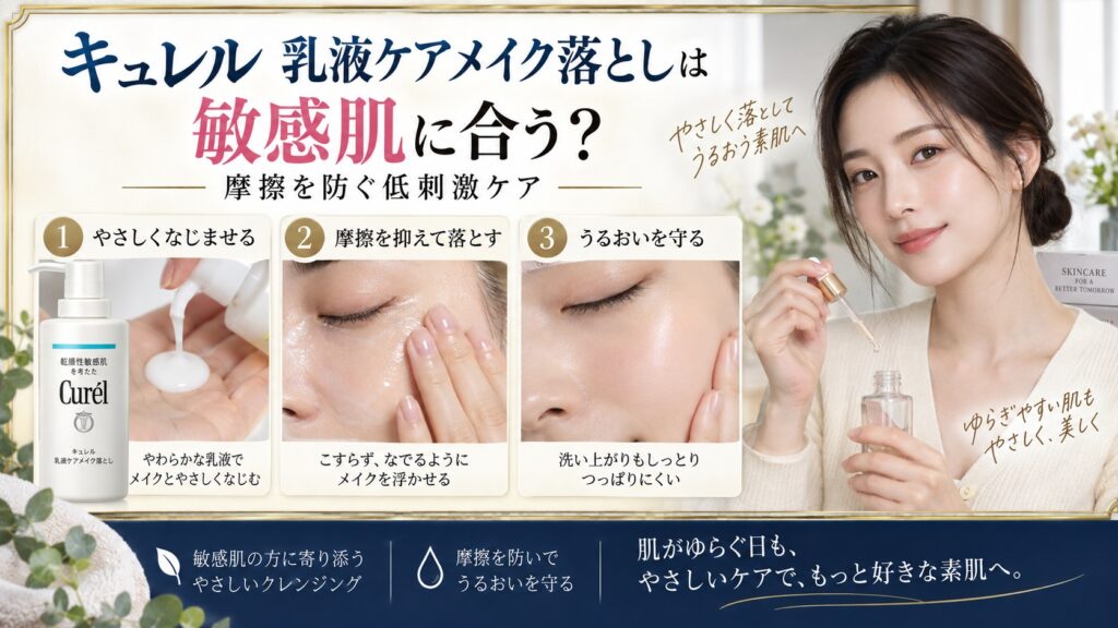 キュレル乳液ケアメイク落としは敏感肌に合う？摩擦を防ぐ低刺激ケア