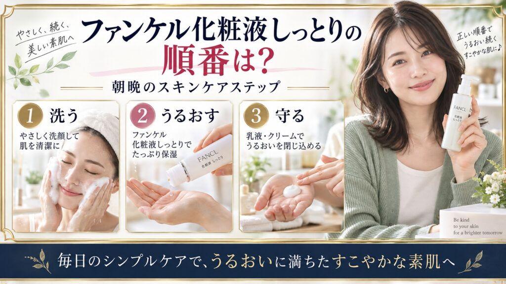 ファンケル化粧液しっとりの順番は？朝晩のスキンケアステップ