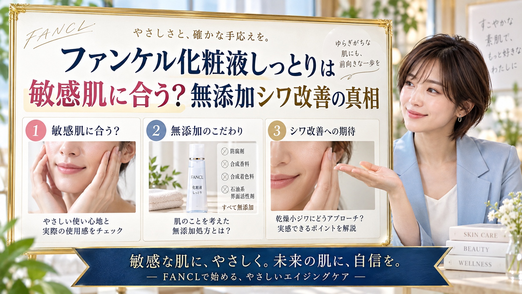 ファンケル化粧液しっとりは敏感肌に合う？無添加シワ改善の真相