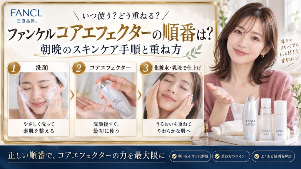 ファンケルコアエフェクターの順番は？朝晩のスキンケア手順と重ね方