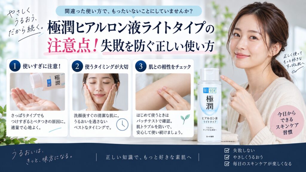 極潤ヒアルロン液ライトタイプの注意点！失敗を防ぐ正しい使い方