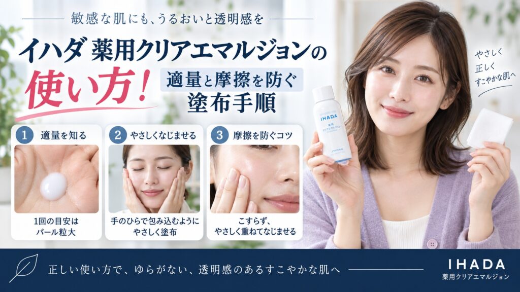 イハダ薬用クリアエマルジョンの使い方！適量と摩擦を防ぐ塗布手順