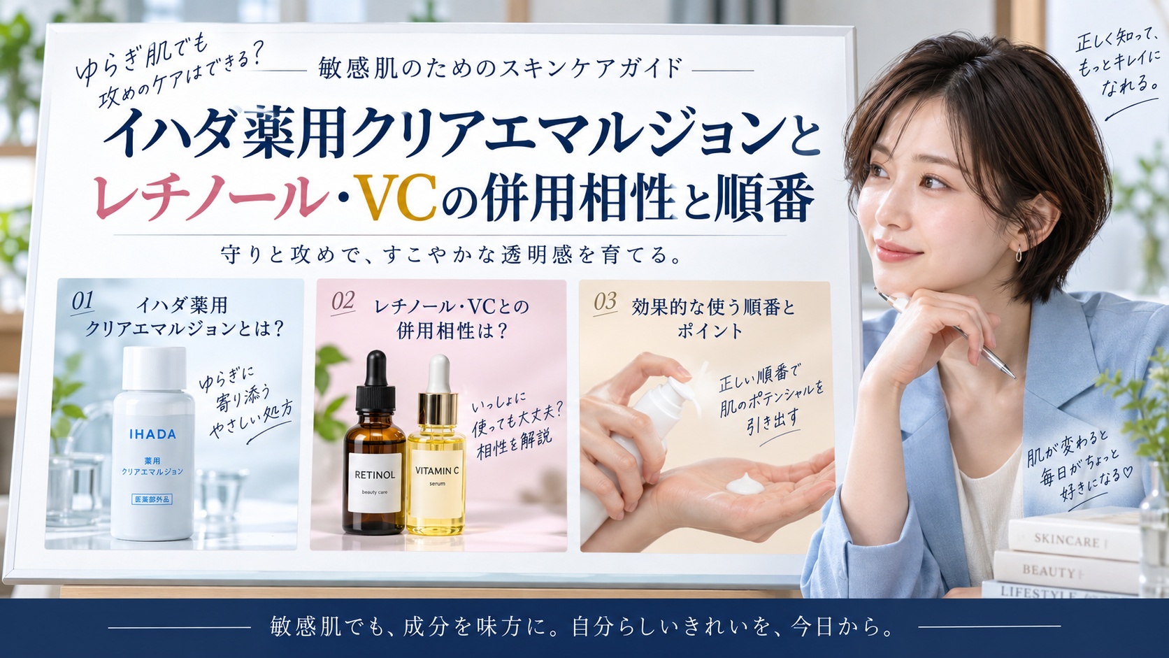 イハダ薬用クリアエマルジョンとレチノール・VCの併用相性と順番