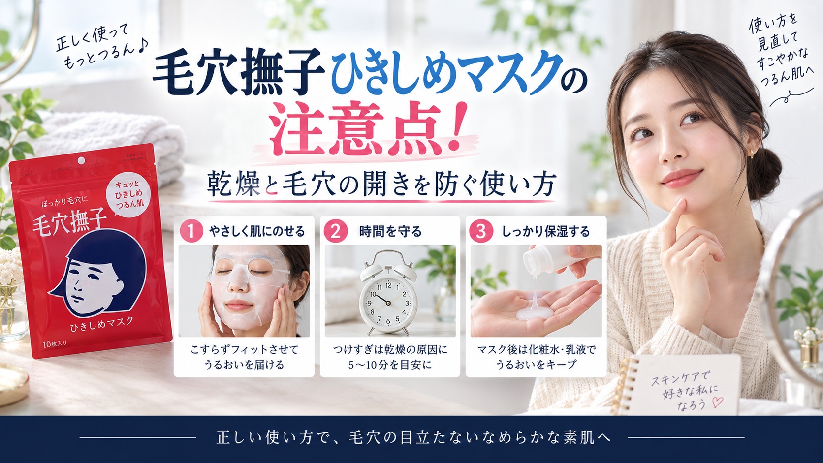 毛穴撫子ひきしめマスクの注意点！乾燥と毛穴の開きを防ぐ使い方