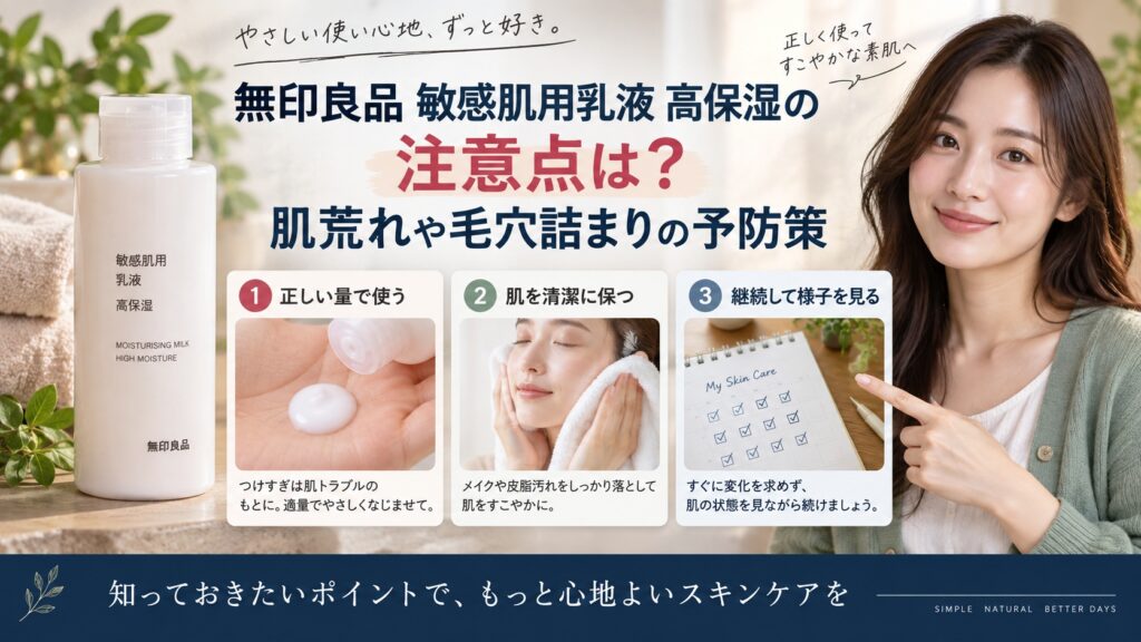 無印良品敏感肌用乳液高保湿の注意点は？肌荒れや毛穴詰まりの予防策