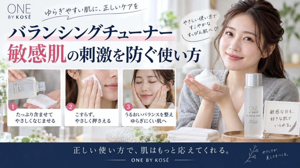 ONE BY KOSEバランシングチューナー敏感肌！刺激防ぐ使い方
