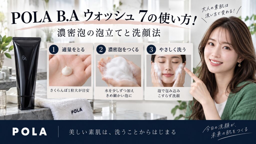 POLA B.A ウォッシュ 7の使い方！濃密泡の泡立てと洗顔法