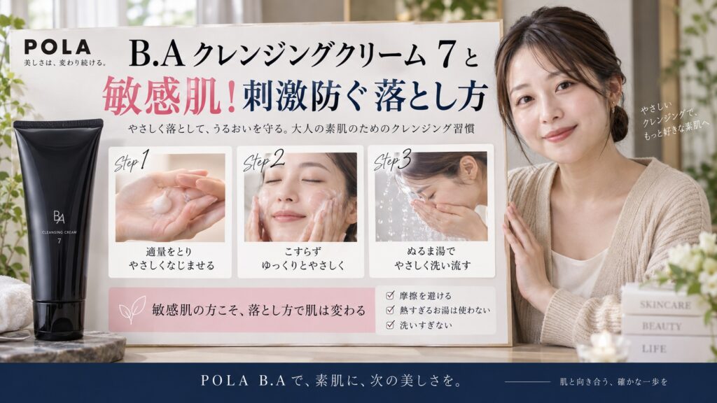 POLA B.A クレンジングクリーム 7と敏感肌！刺激防ぐ落とし方