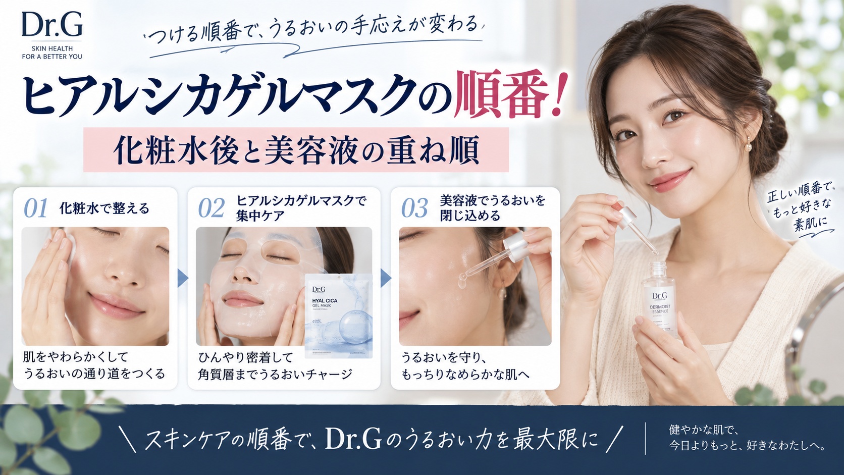 Dr.Gヒアルシカゲルマスクの順番!化粧水後と美容液の重ね順