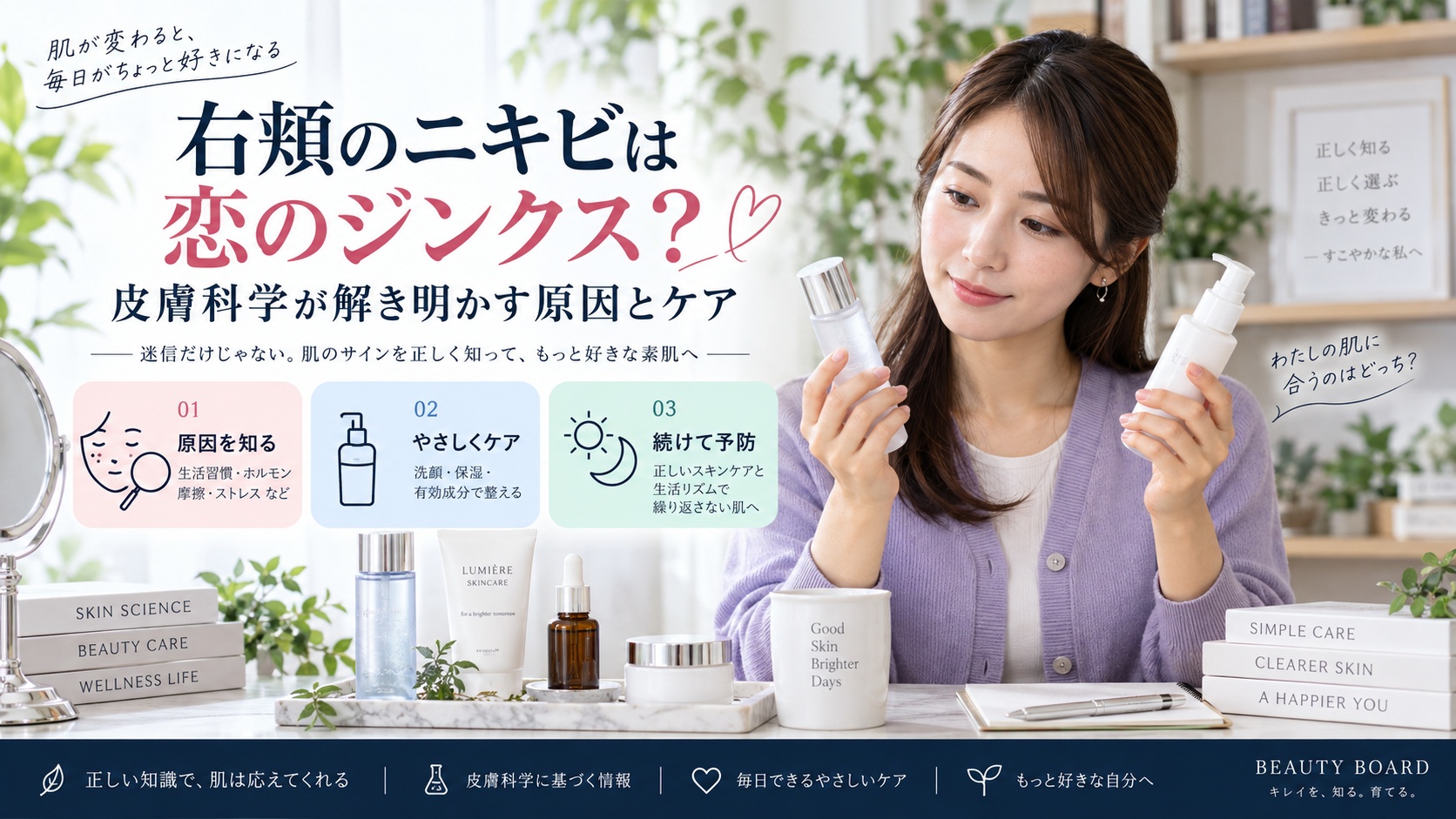 右頬のニキビは恋のジンクス？皮膚科学が解き明かす原因とケア