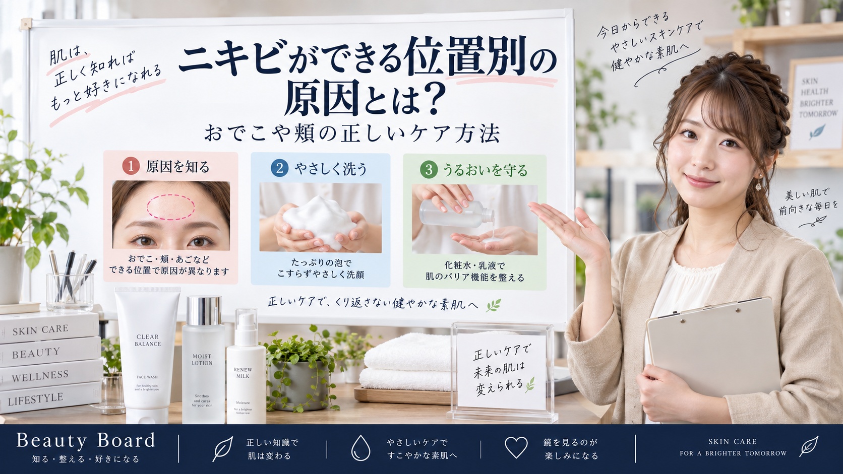 ニキビができる位置別の原因とは？おでこや頬の正しいケア方法