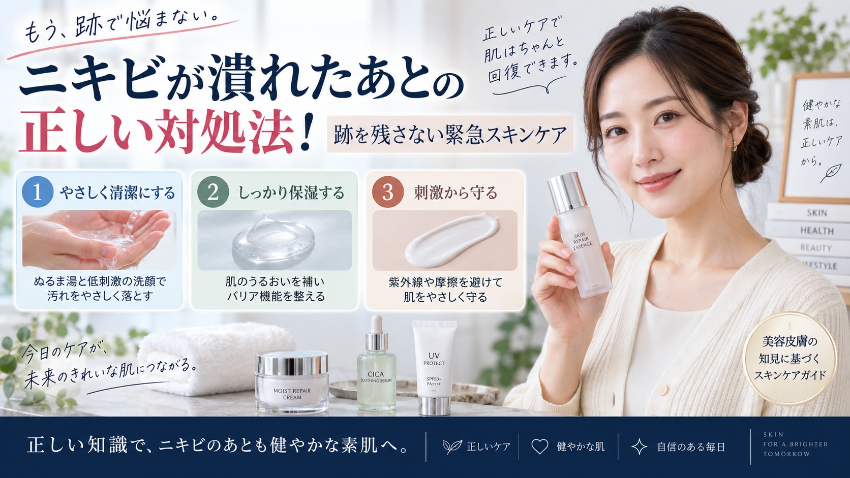 ニキビが潰れたあとの正しい対処法!跡を残さない緊急スキンケア