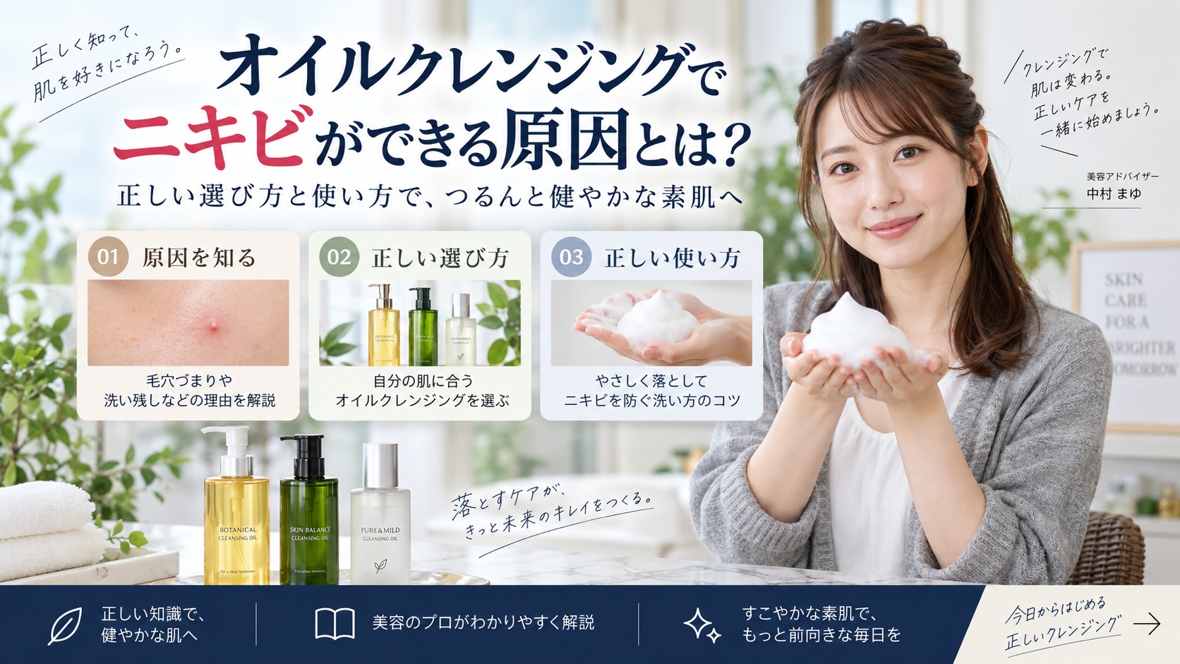 オイルクレンジングでニキビができる原因とは？正しい選び方と使い方