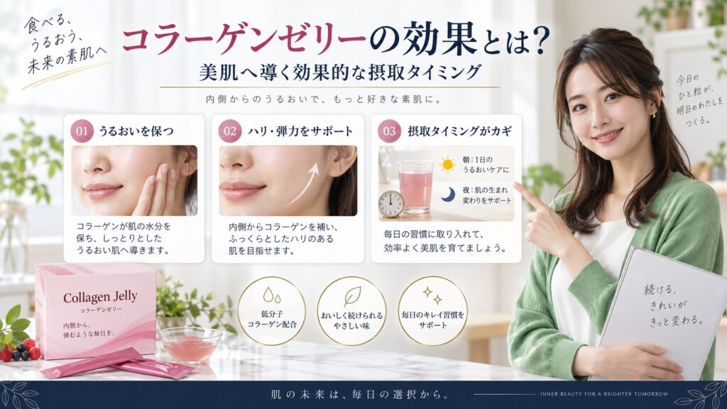 コラーゲンゼリーの効果とは？美肌へ導く効果的な摂取タイミング