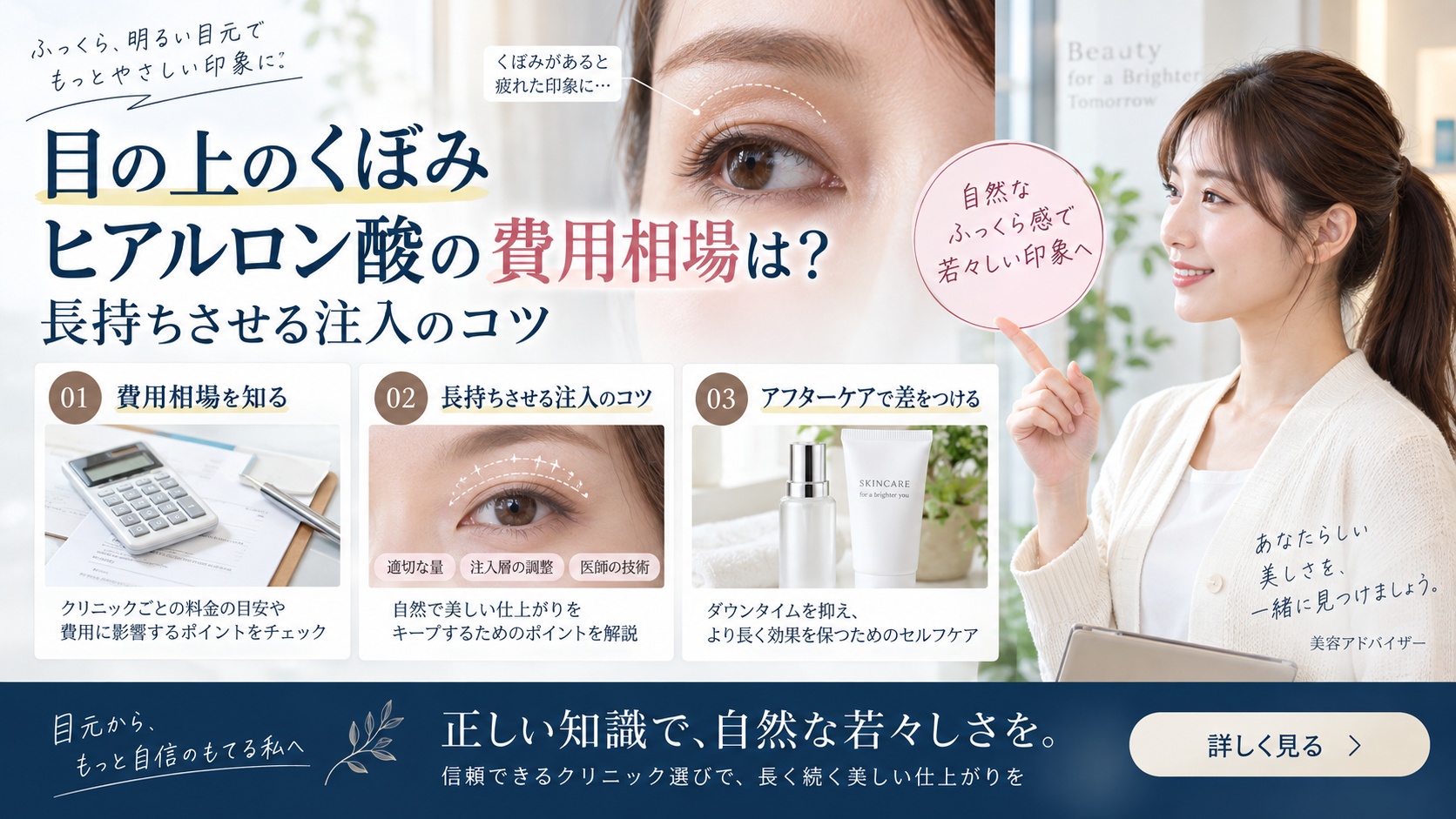 目の上のくぼみヒアルロン酸の費用相場は？長持ちさせる注入のコツ