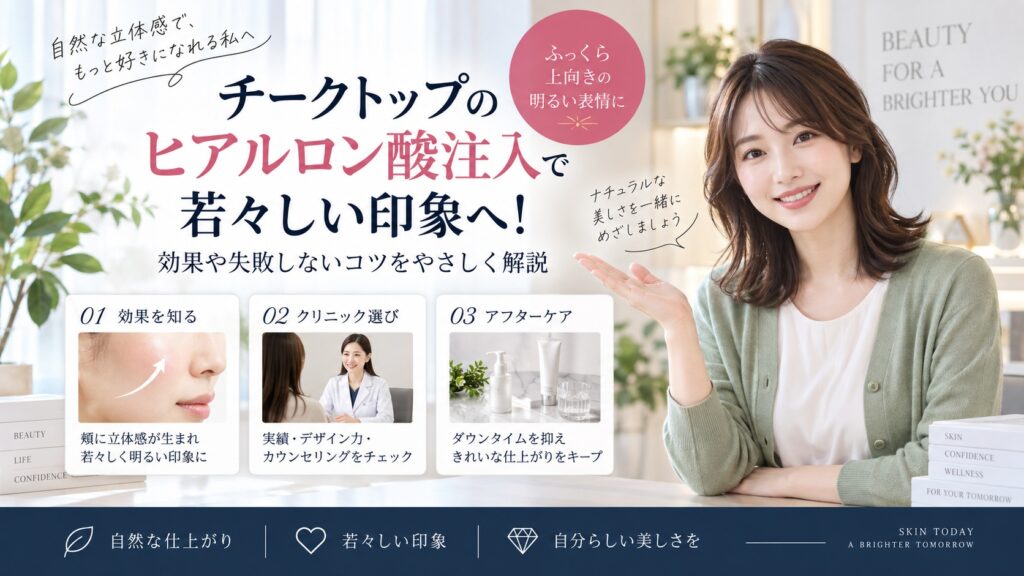 チークトップのヒアルロン酸注入で若々しい印象へ！効果や失敗しないコツ