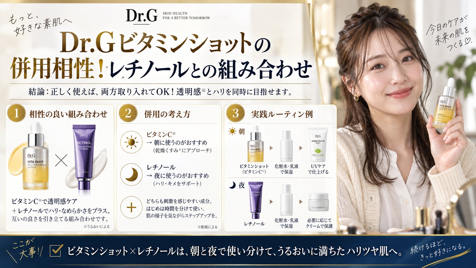 Dr.Gビタミンショットの併用相性!レチノールとの組み合わせ
