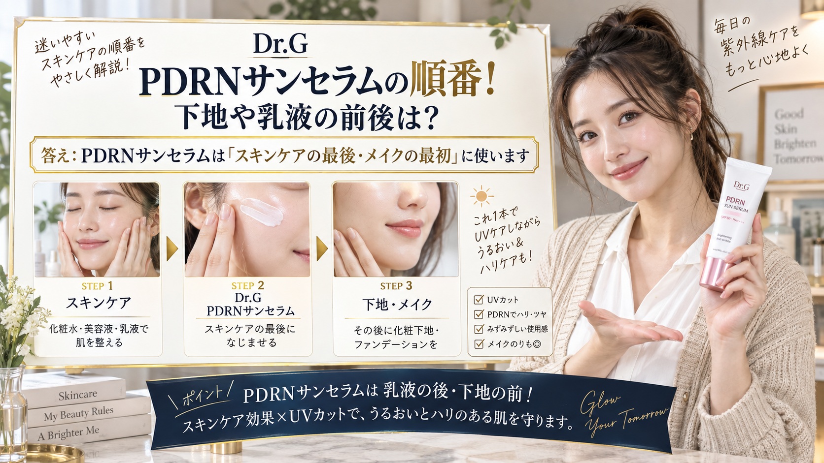 Dr.G PDRNサンセラムの順番！下地や乳液の前後は？