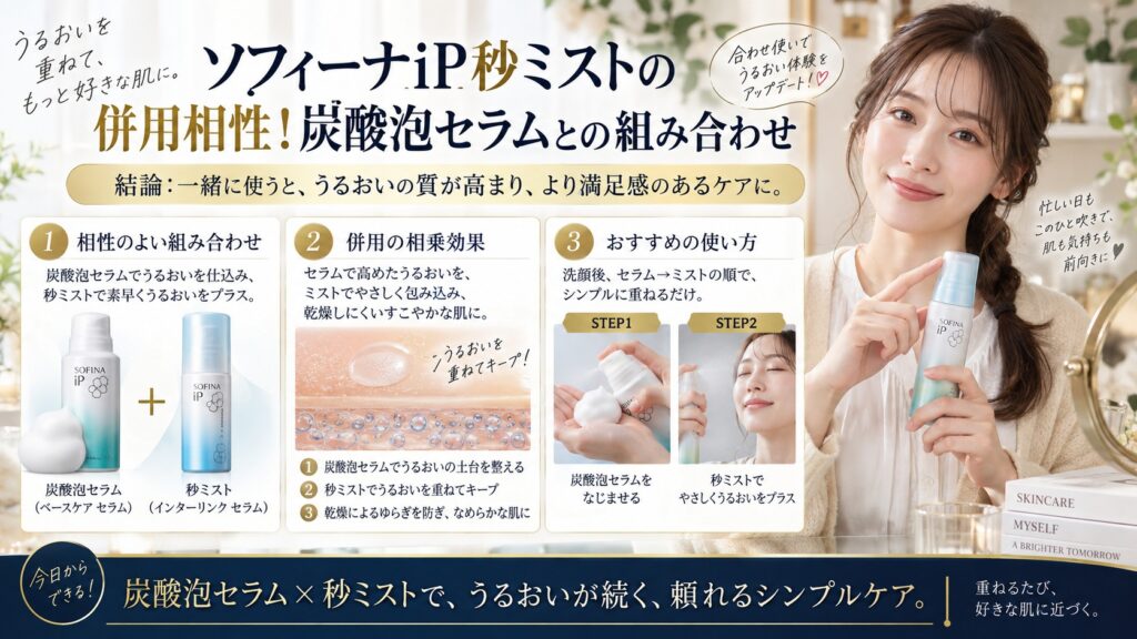 ソフィーナiP秒ミストの併用相性！炭酸泡セラムとの組み合わせ