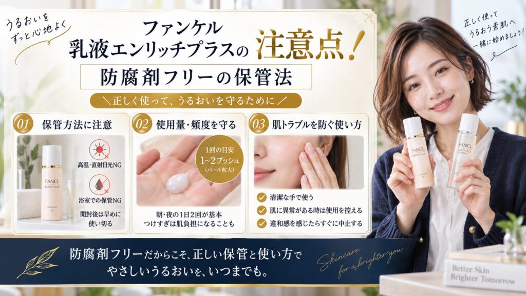 ファンケル乳液エンリッチプラスの注意点！防腐剤フリーの保管法