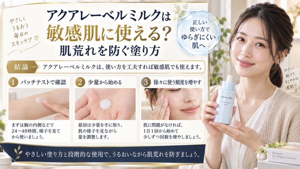 アクアレーベルミルクは敏感肌に使える？肌荒れを防ぐ塗り方