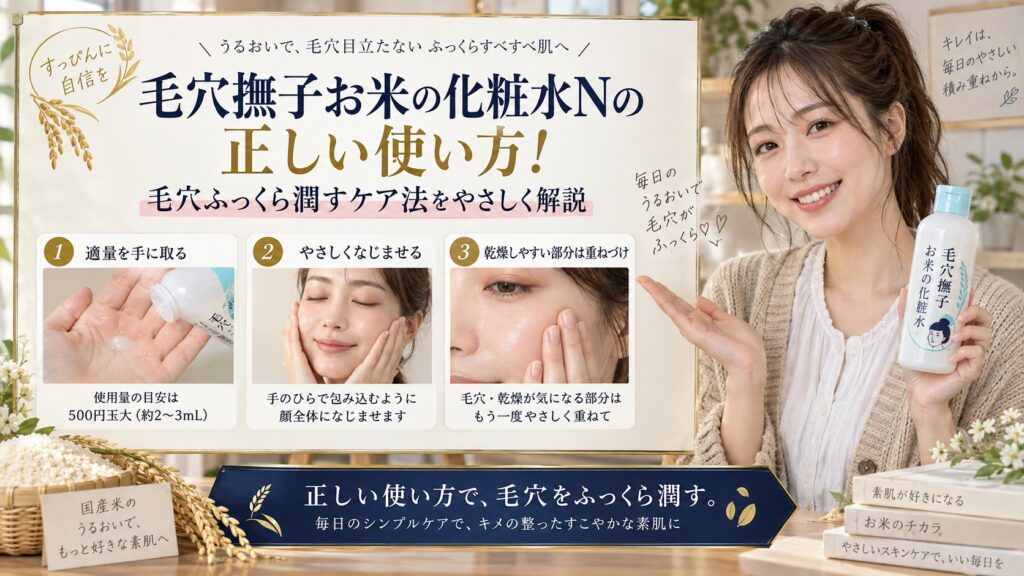 毛穴撫子お米の化粧水Nの正しい使い方！毛穴ふっくら潤すケア法
