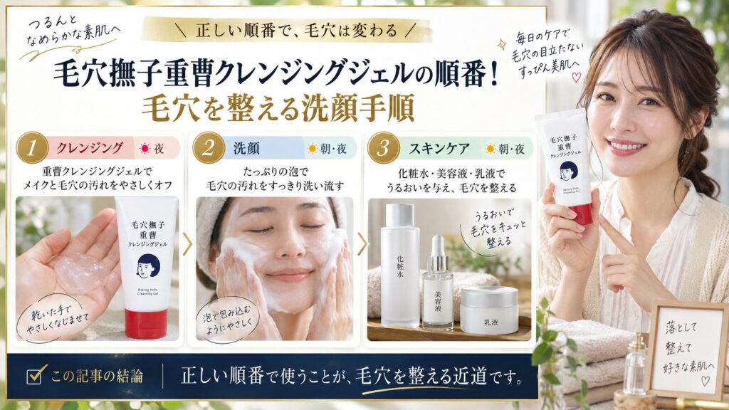 毛穴撫子重曹クレンジングジェルの順番！毛穴を整える洗顔手順