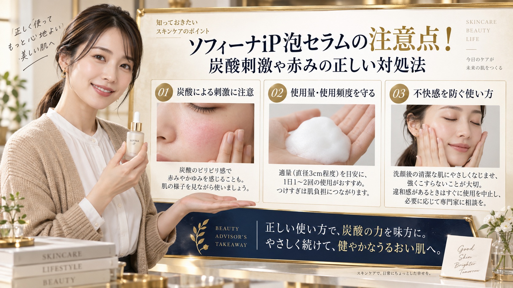 ソフィーナiP泡セラムの注意点!炭酸刺激や赤みの正しい対処法