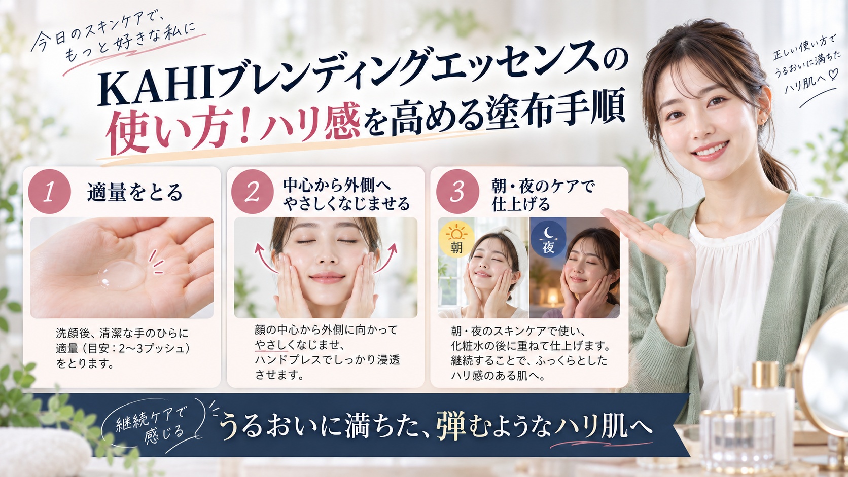 KAHIブレンディングエッセンスの使い方を3ステップで解説するアイキャッチ