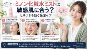 ミノン化粧水ミストは敏感肌に合う？ヒリつきを防ぐ保湿ケアを3ステップで解説するアイキャッチ