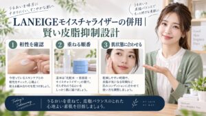 LANEIGEモイスチャライザーの併用｜賢い皮脂抑制設計を3ステップで解説するアイキャッチ