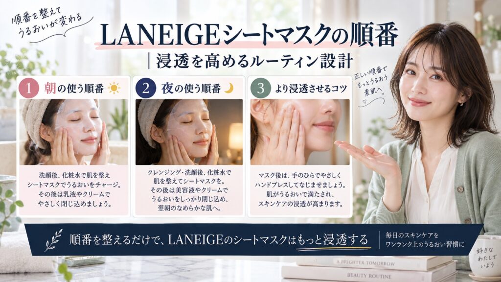 LANEIGEシートマスクの順番｜浸透を高めるルーティン設計を3ステップで解説するアイキャッチ