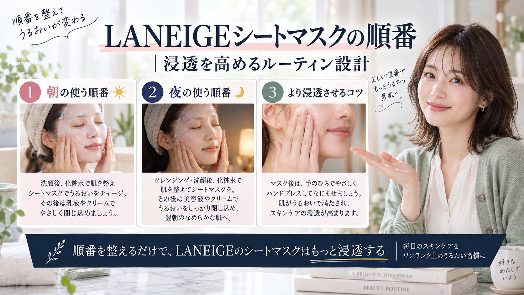 LANEIGEシートマスクの順番|浸透を高めるルーティン設計を3ステップで解説するアイキャッチ