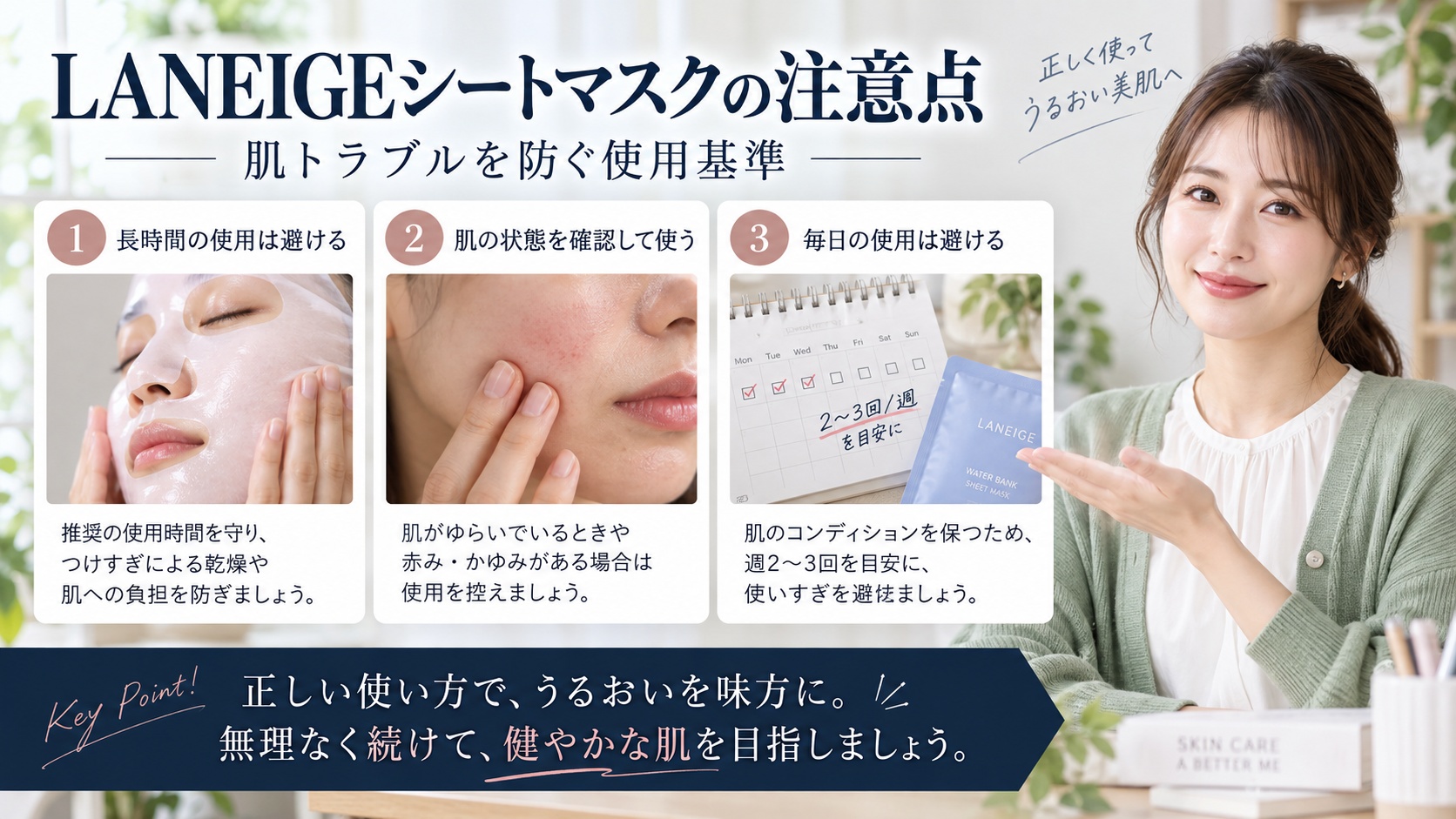 LANEIGEシートマスクの注意点|肌トラブルを防ぐ使用基準を3ステップで解説するアイキャッチ