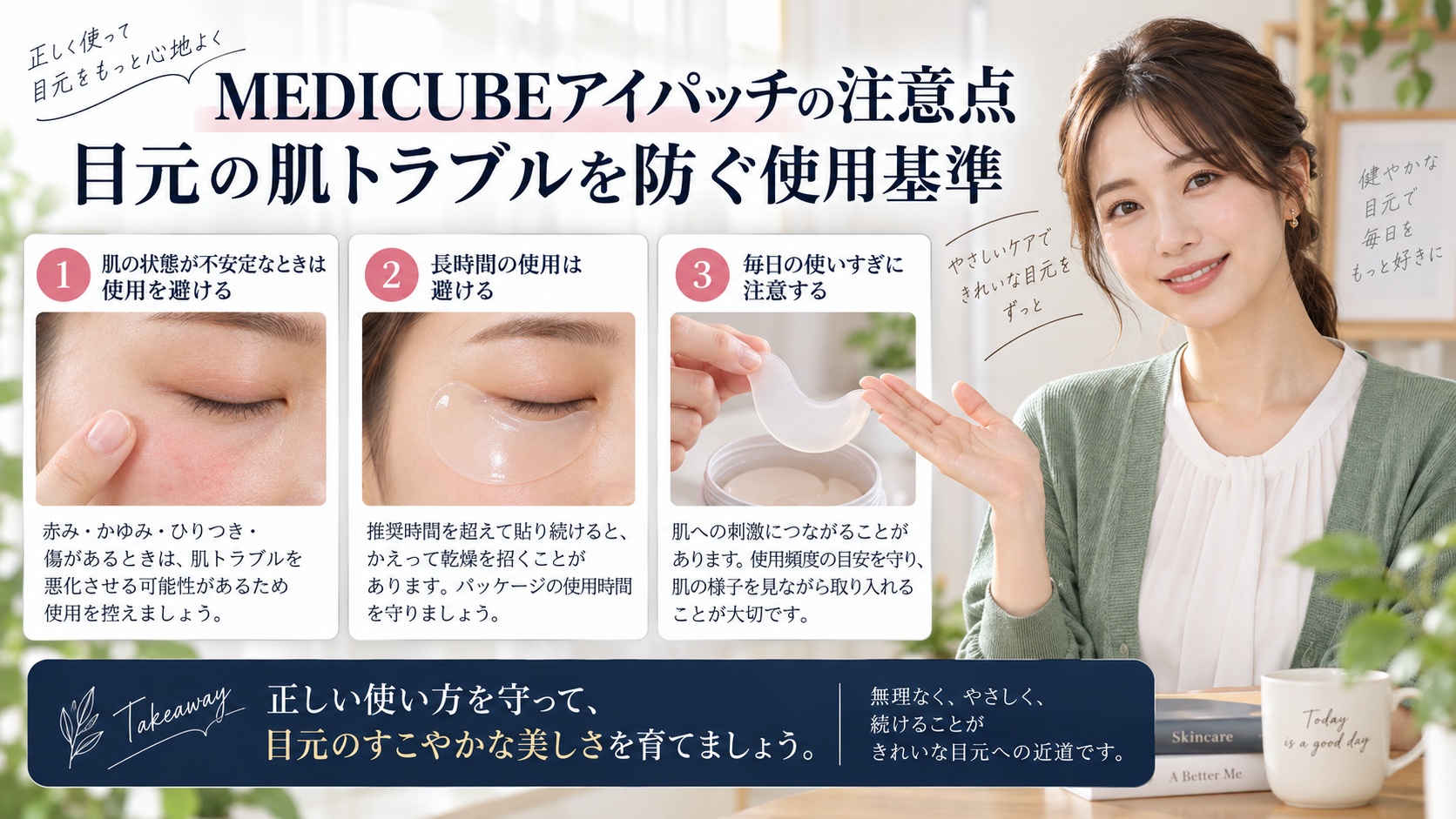 MEDICUBEアイパッチの注意点｜目元の肌トラブルを防ぐ使用基準を3ステップで解説するアイキャッチ
