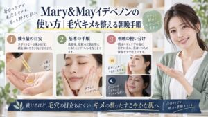 Mary&Mayイデベノンの使い方｜毛穴キメを整える朝晩手順を3ステップで解説するアイキャッチ