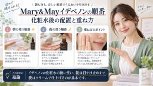 Mary&Mayイデベノンの順番｜化粧水後の配置と重ね方を3ステップで解説するアイキャッチ