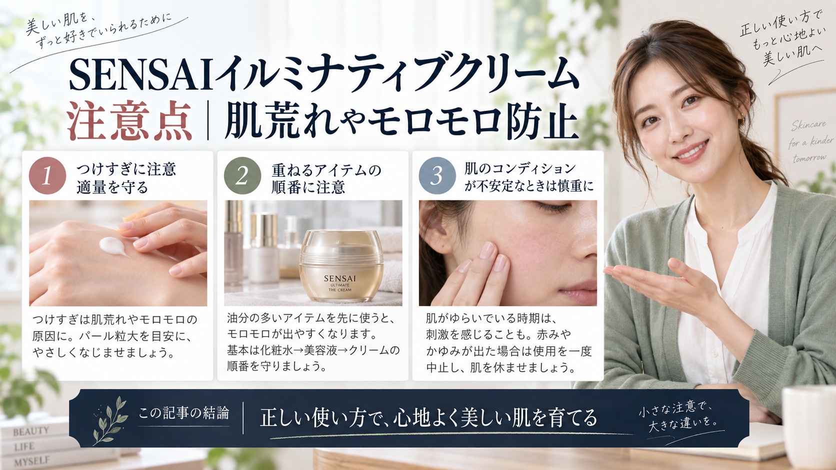 SENSAIイルミナティブクリーム注意点｜肌荒れやモロモロ防止を3ステップで解説するアイキャッチ