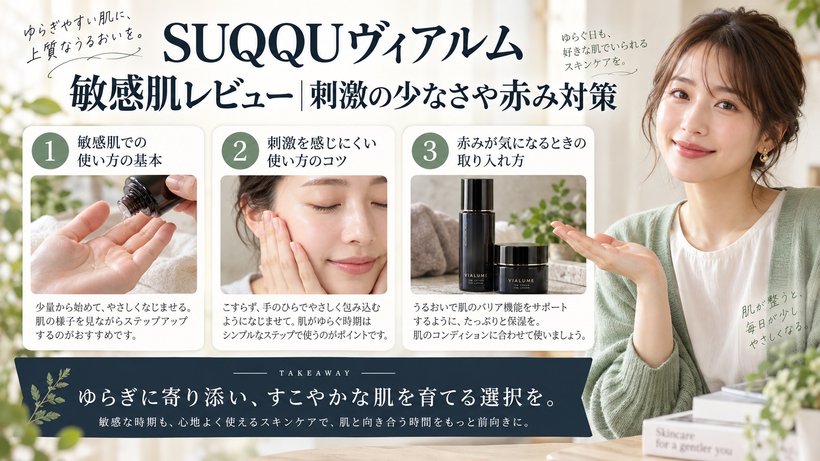 SUQQUヴィアルム敏感肌レビュー｜刺激の少なさや赤み対策を3ステップで解説するアイキャッチ