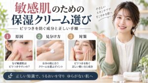 敏感肌のための保湿クリーム選び｜ピリつきを防ぐ成分と正しい手順を3ステップで解説するアイキャッチ