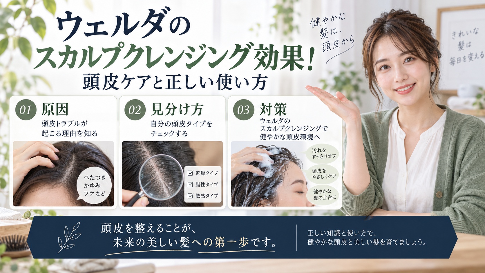 ウェルダのスカルプクレンジング効果！頭皮ケアと正しい使い方を3ステップで解説するアイキャッチ