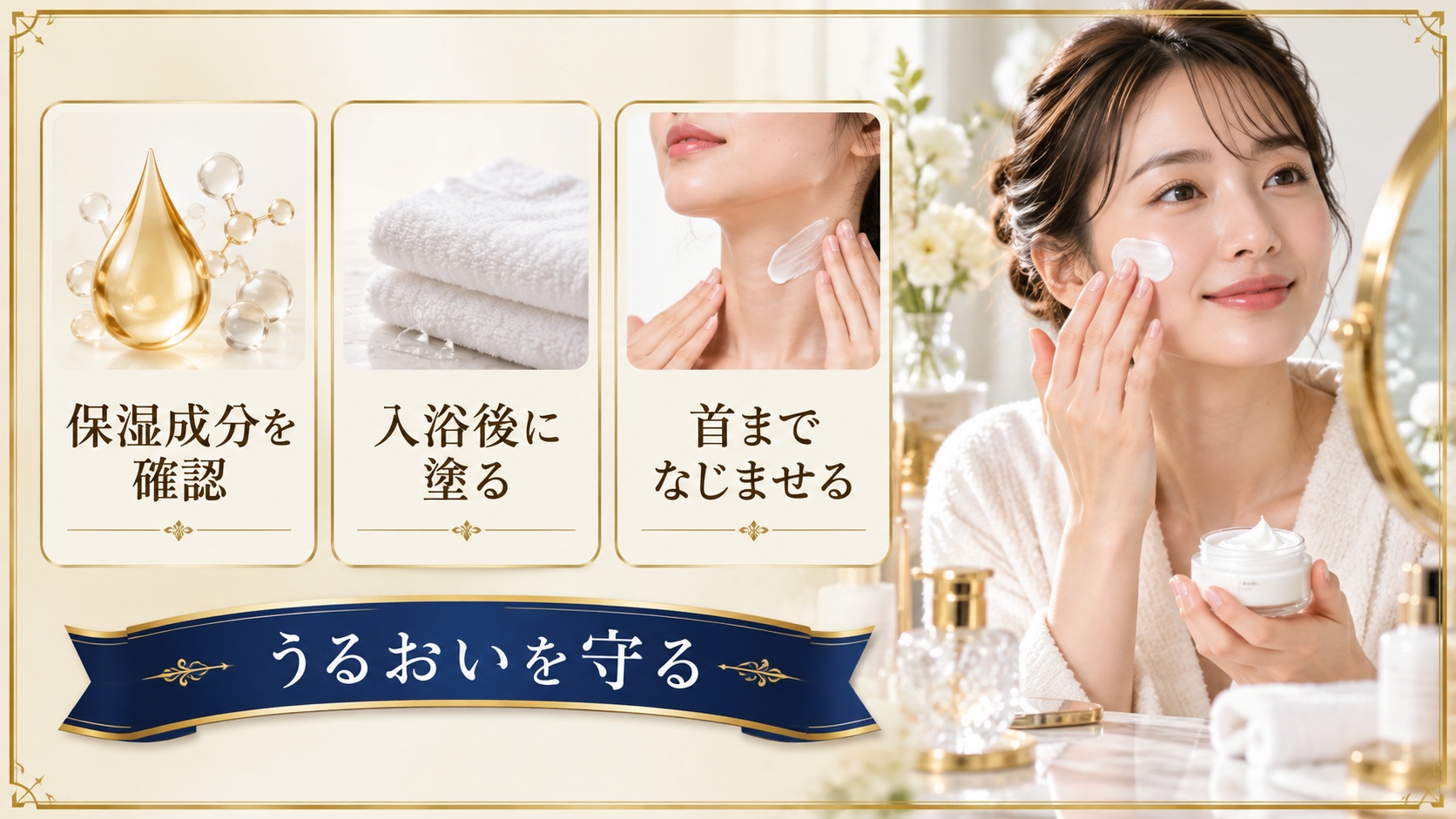 乾燥肌向け保湿クリームの選び方を示すアイキャッチ