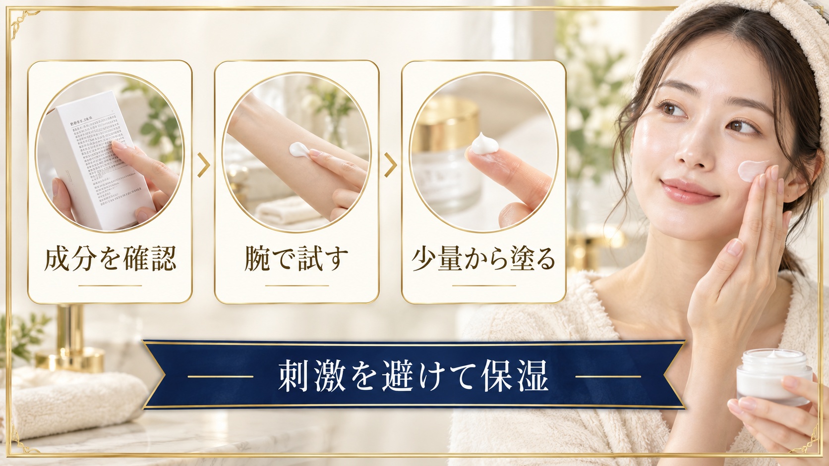 敏感肌向け保湿クリームの低刺激ケアを示すアイキャッチ